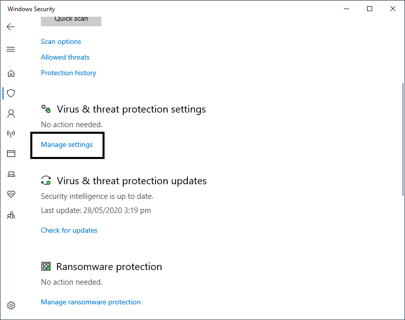 Virus & threat protection settings- Manage settings window Unexpected errors on Roblox, an unexpected error has occurred roblox, unexpected roblox