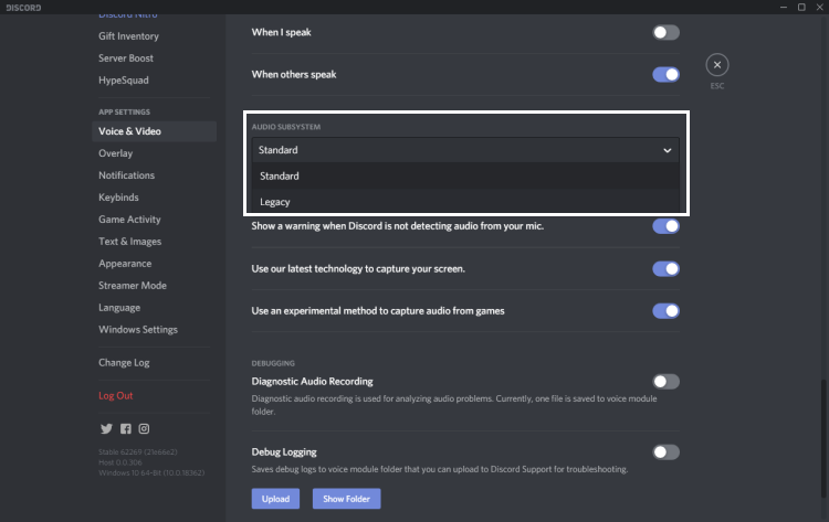 Discord can't hear anyone - enable legacy mode discord