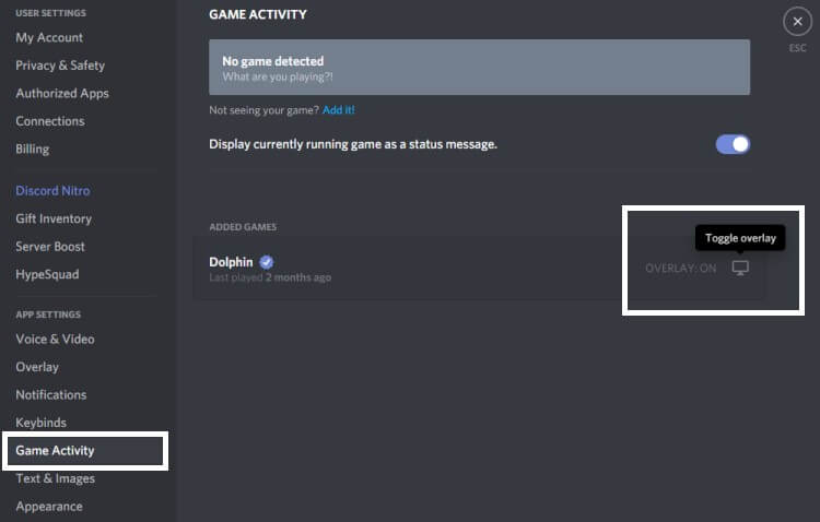 discord overlay not working toggle overlay in game activity