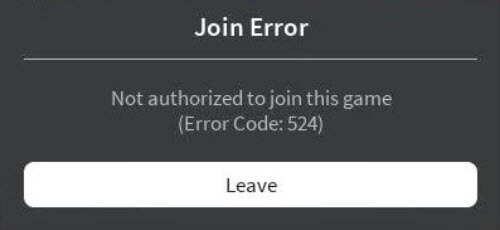 Roblox Error Code 524 Not Authorized To Join This Game 2021 - roblox permission 4